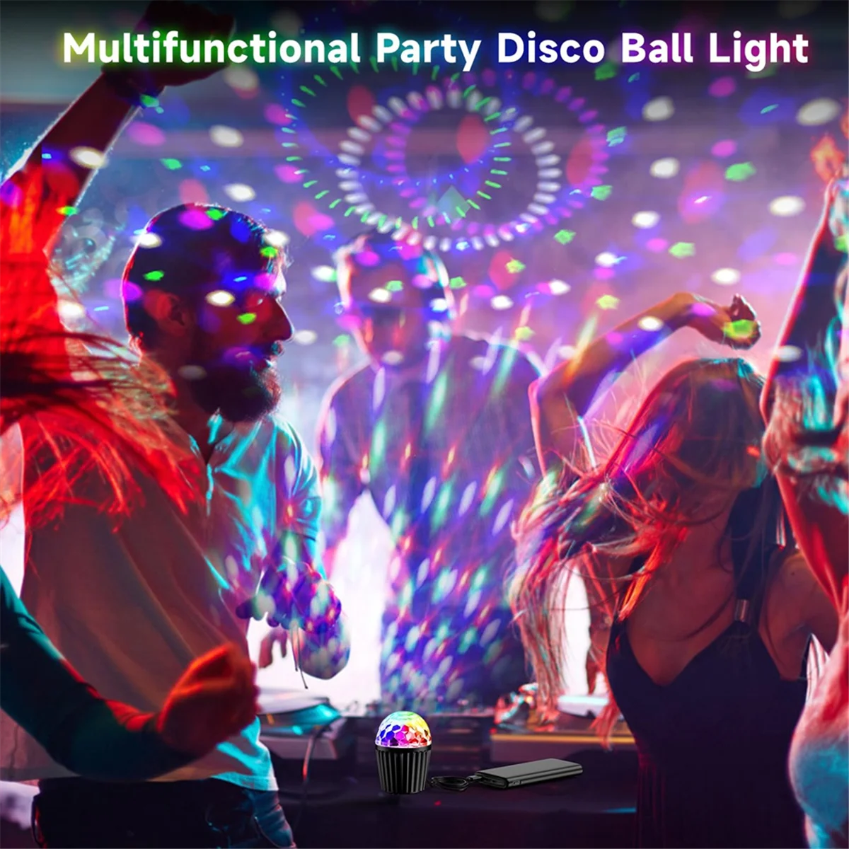 Portable Mini Disco Ball Light for Party, RGB DJ Strobe Light with Remote Control and USB Cable,Activated Stage Lights