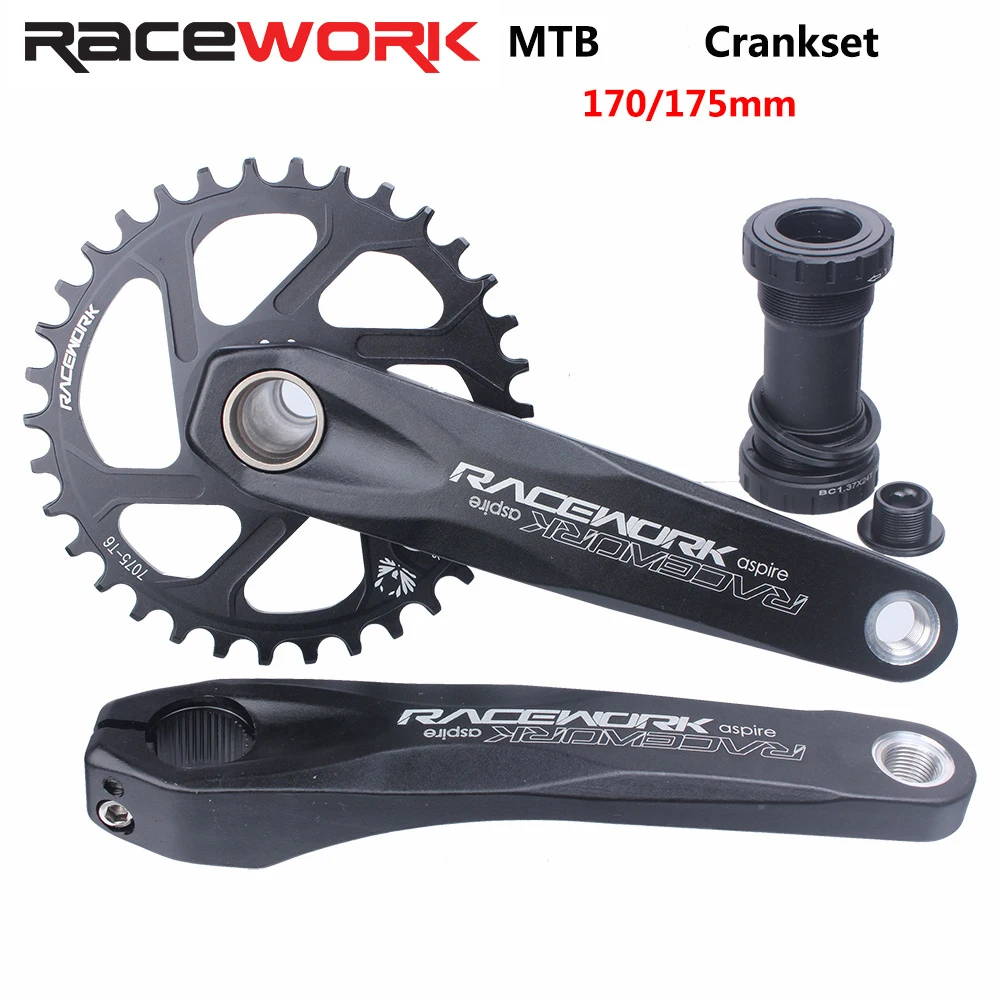 

Шатуны RACEWORK MTB 170/175 мм для горного велосипеда, совместимые с узкой широкой звездочкой 32/34/36/38T 11/12S, велосипедная звездочка