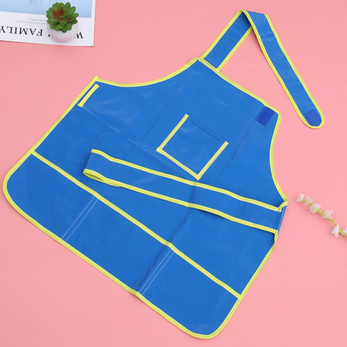 

Waterproof Kids Art Craft Apron Smock Blue 48.5X47.5Cm 3-12 Years 4 Pockets For Drawing Diy Children Creative Play Activity