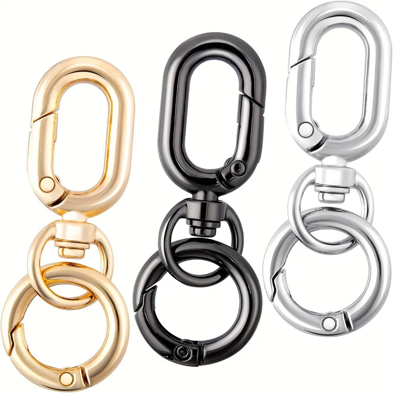 2pcs Double Opening Metal Swivel Clasp Clips Spring Snap Hooks Key Chain Clip with Key Ring for DIY Projects