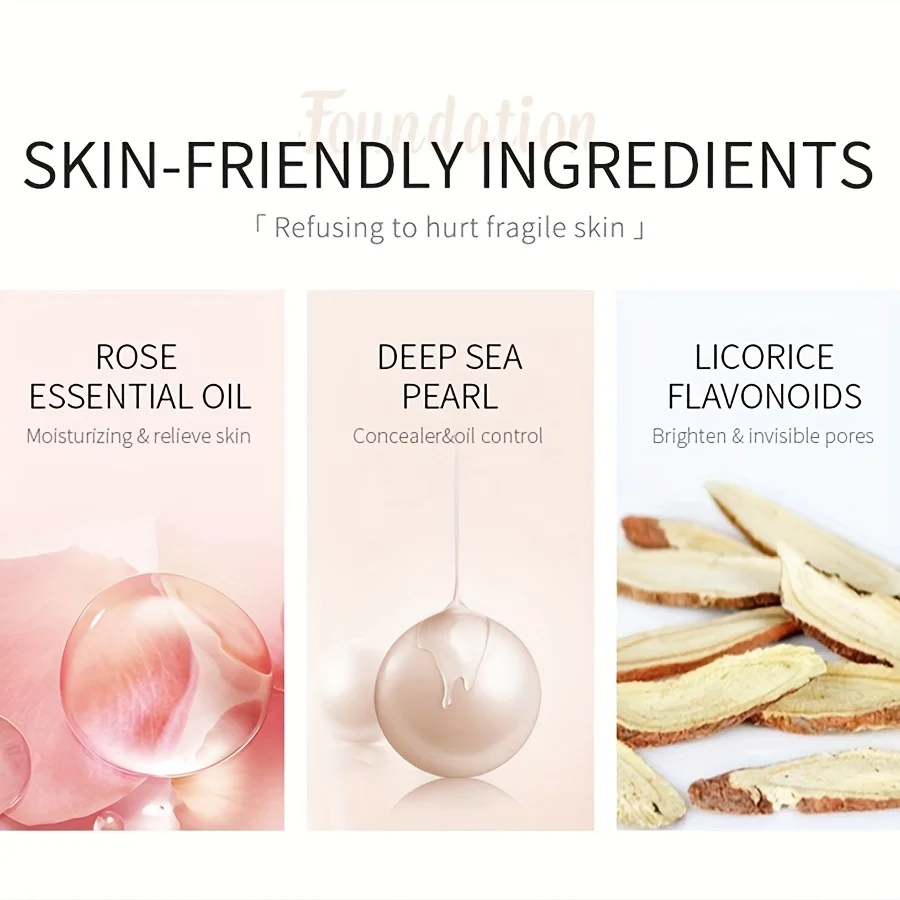 30ml Natural 3-Tone Moisturizing Concealer Full Coverage Pores Dark Circles Ivory Foundation with Easy-Use Pump Head Cosmetics view 5