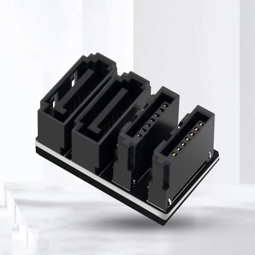 1-5Pcs Double SATA 7Pin Male To Female Converter 180/90 Degree Angled Adapter Plug and Play Cable Adapter for Computer SSD HDD