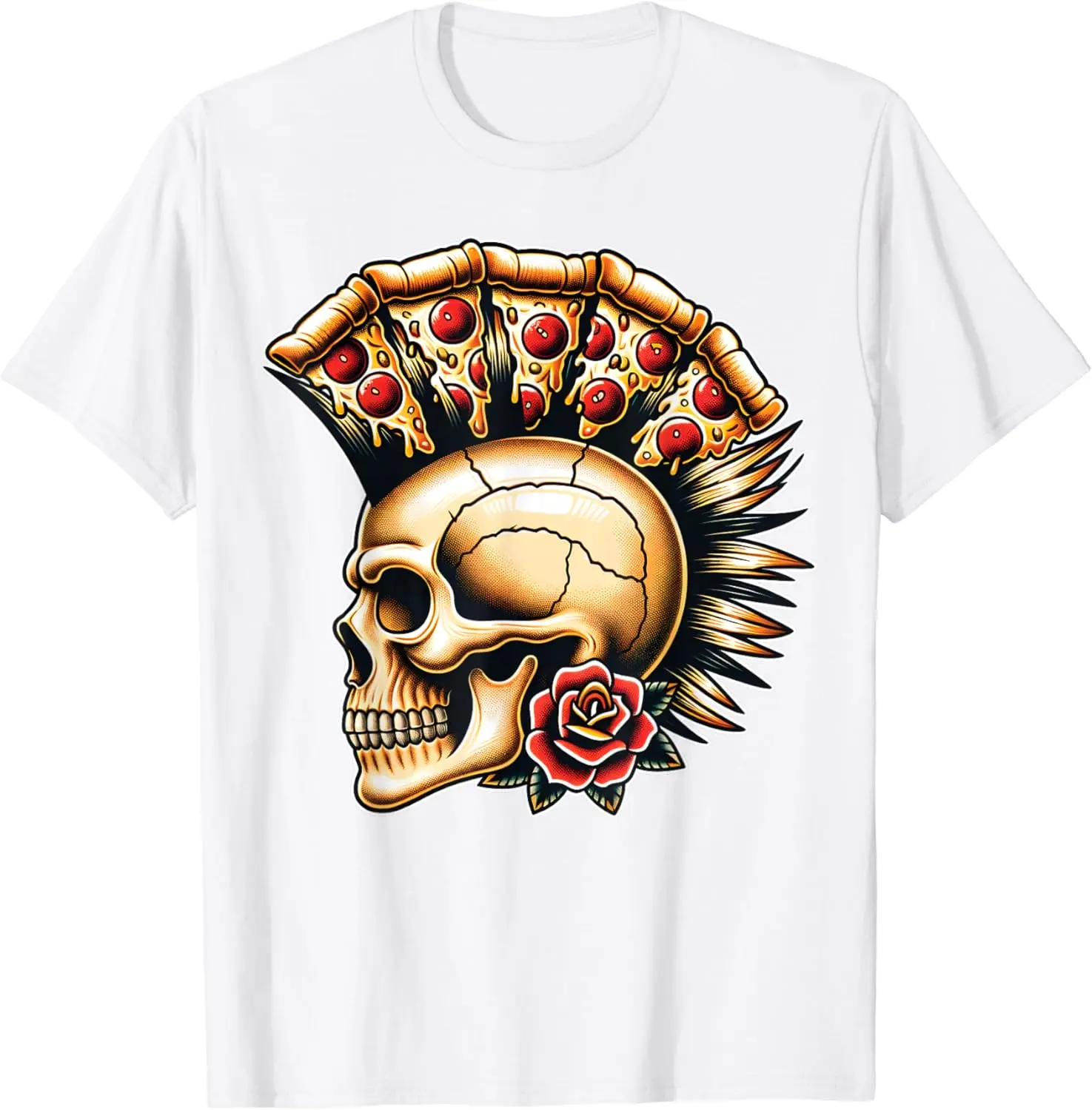 

Pizza Skull: A Slice of the Dark Humor Graphic Design T-Shirt Men's and women's T-shirts