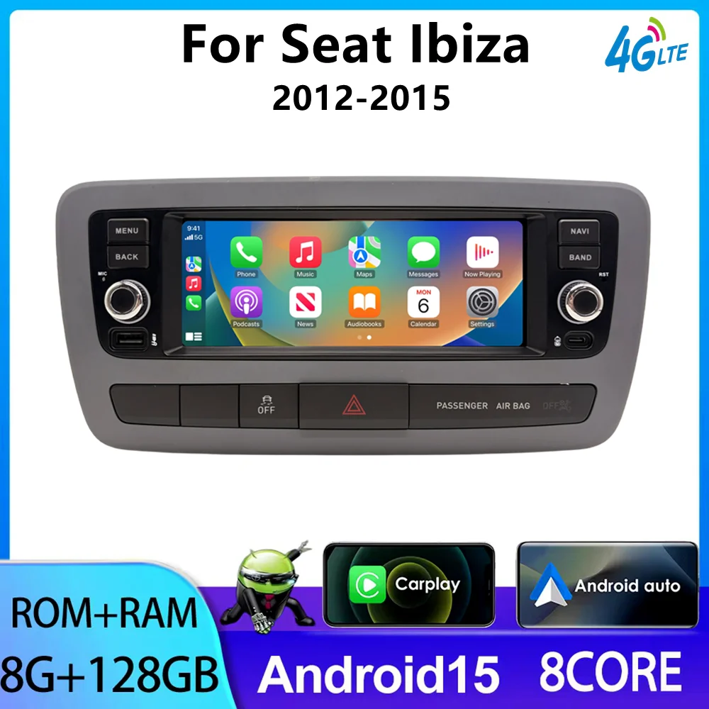 Android 15 Autoradio für SEAT Ibiza 6J IV 4 2012-2015 6,86-Zoll Auto-Multimedia-Videoplayer GPS CarPlay AndroidAuto BT