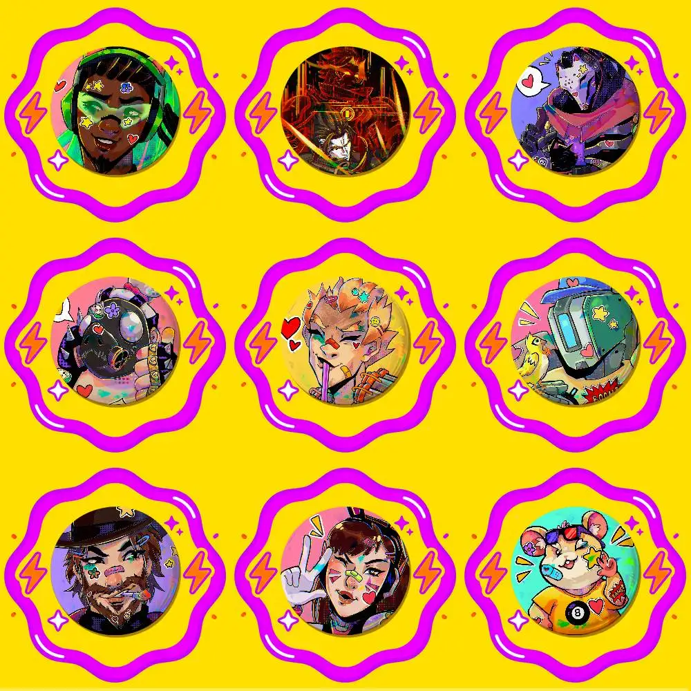 For Overwatch Lucio Emre Ramattra Roadhog Junkrat Enamel Pin Badge Round Metal Button Brooch Backpack Ita Bag Pins Gift Custom