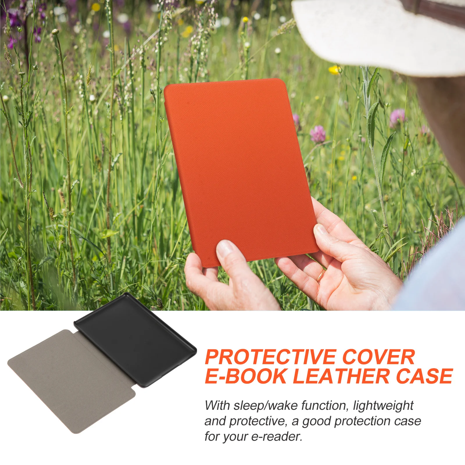 

E-Book Protective Cover Lightweight PU Waterproof Breathable Auto Wake Sleep Wake Function Case Perfect Fit for Kindle