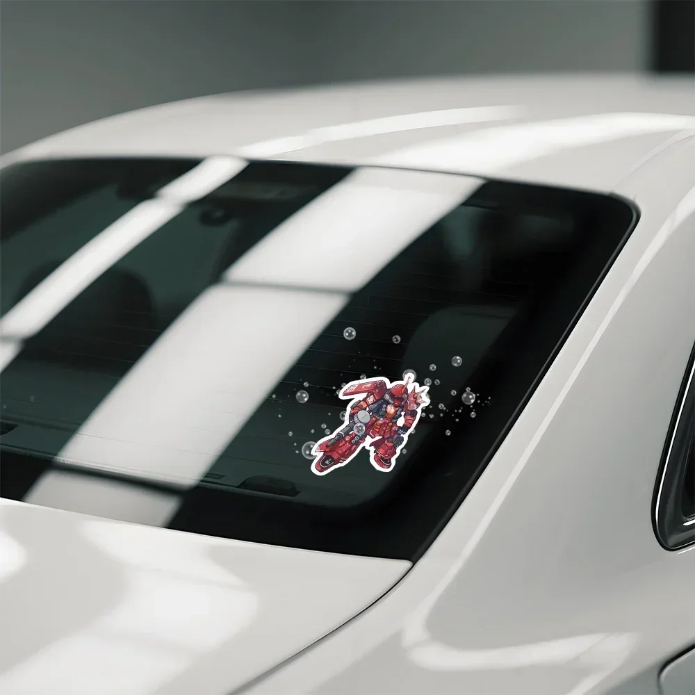 트렌디한 레드 메카 캐릭터 비닐 데칼 4개 - 스케이트보드/노트북/휴대폰/물병을 위한 다이나믹 파워 분위기