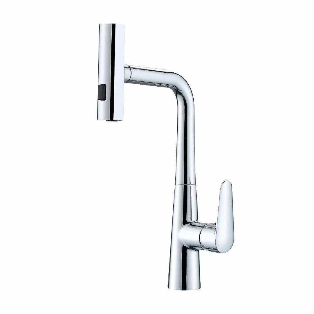 Kitchen Faucet Modern High Pull-Down Sprayer Stainless Steel Deck Plate for Bar Farmhouse Laundry