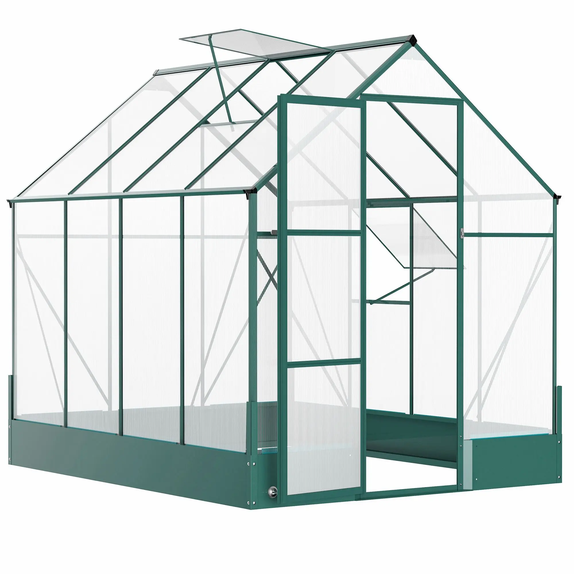 

For Outsunny 6' x 8' x 7' Walk-in Polycarbonate Greenhouse, Hobby Greenhouse for Backyard/Outdoor with Temperature Controlled Wi