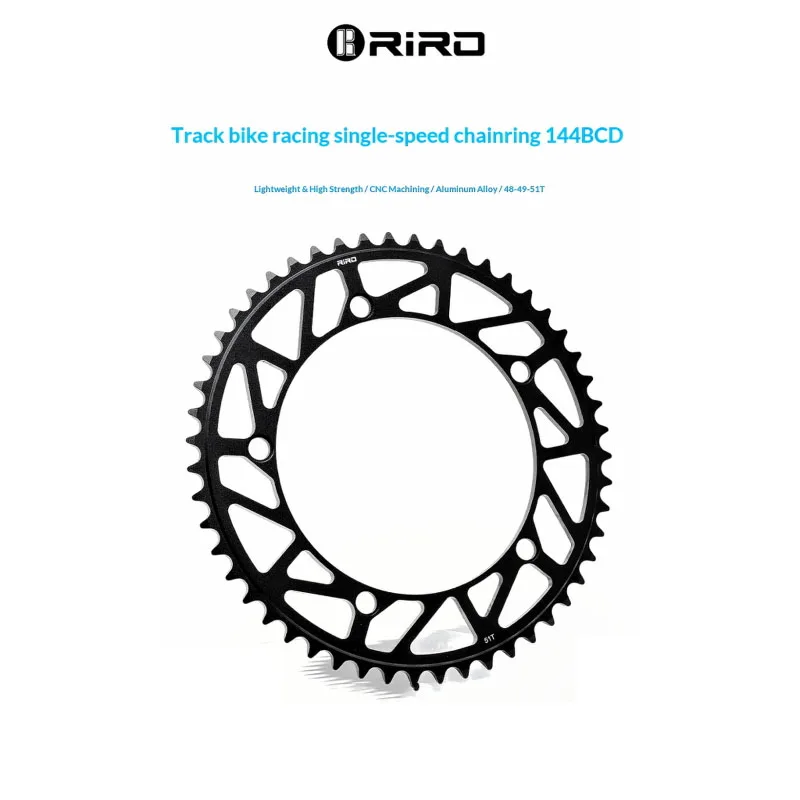 RIRO 144BCD Racing Chainring - Lightweight Cutout Design 48T 49T 51T Options 1/8 Single Speed Chain For Track/Fixed Gear Bike