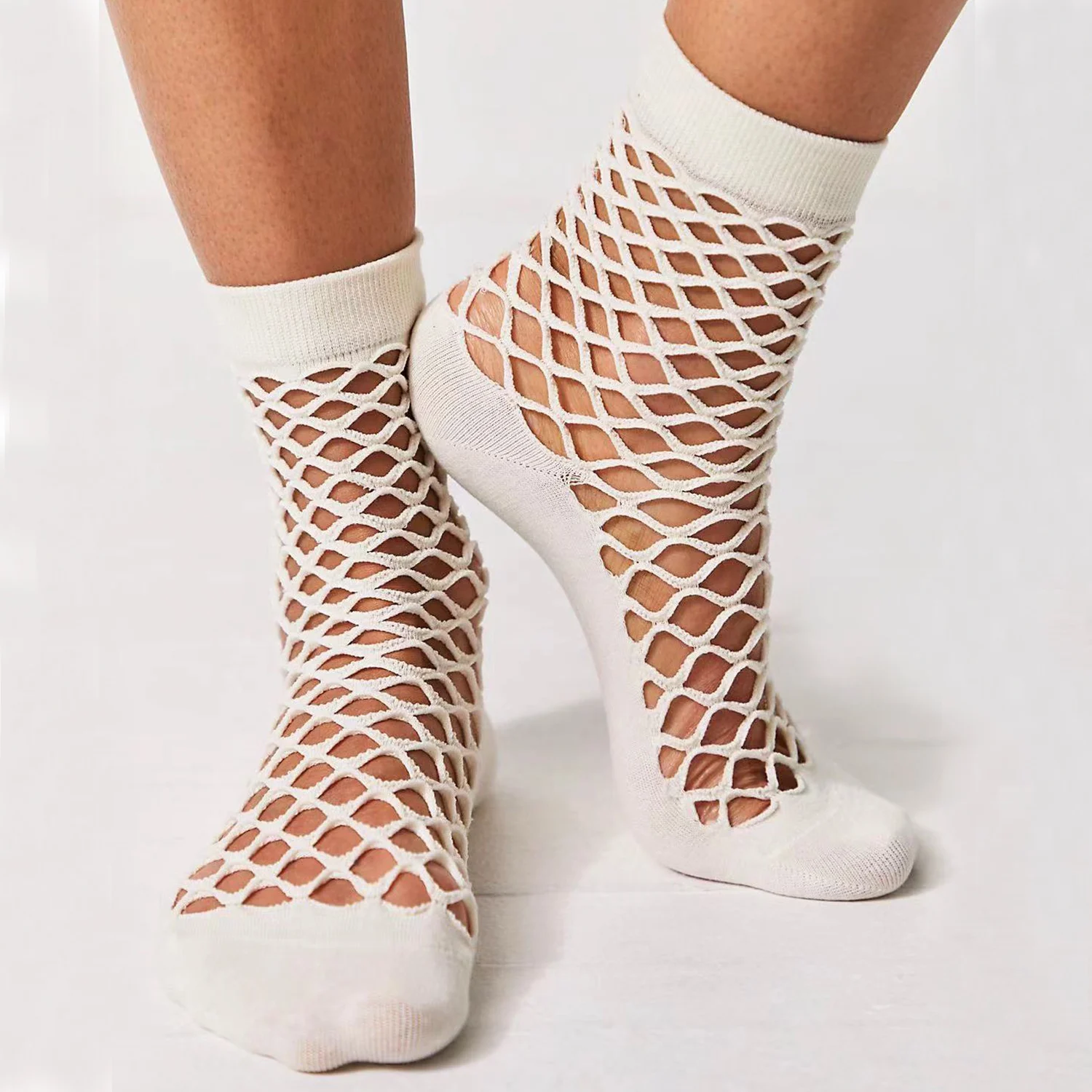 Women Girls Summer New Hollow Breathable Fishnet Sock Ankle High Socks Mesh Lace Fish Net Short Socks