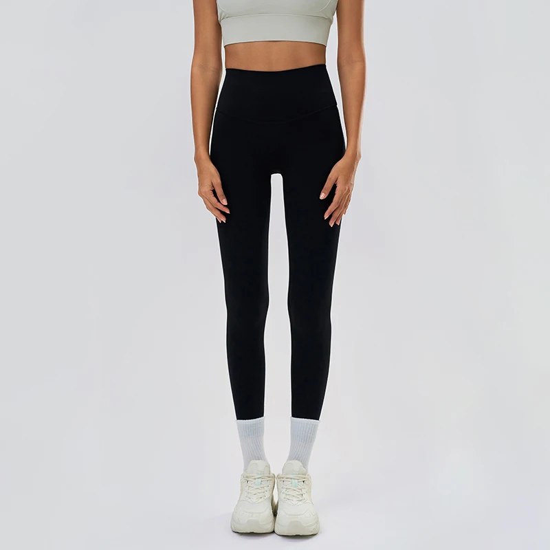 Women's Naked Feeling Shaping Yoga Pants, High Waist Tummy Control Hip Lifting 9-point Length Slim Tight Fitness Sports Leggings
