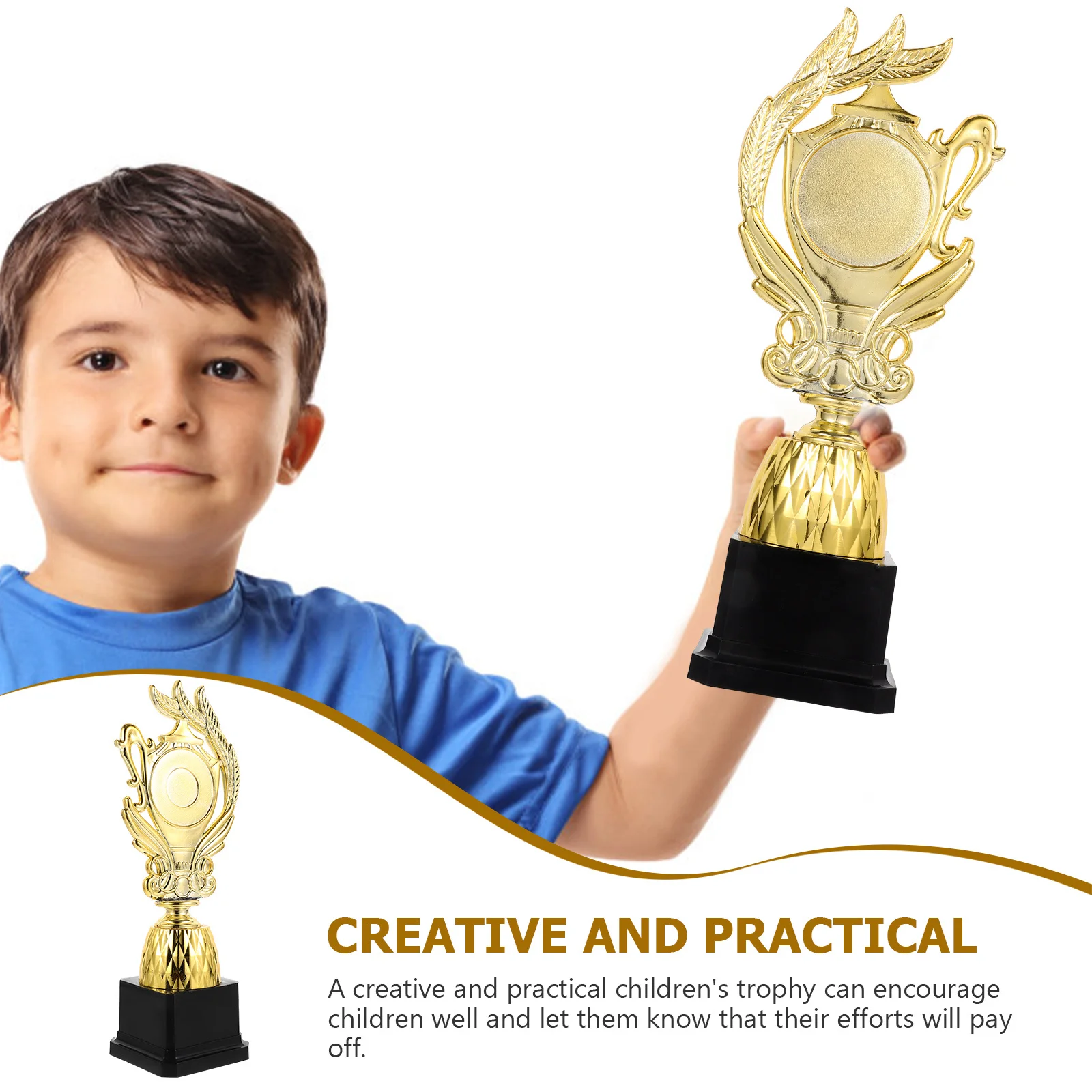 

1pc Award Trophy Premium Plastic Smooth Finish Competition Prize Dance Contest Reward Kindergarten Graduation Trophy Decor