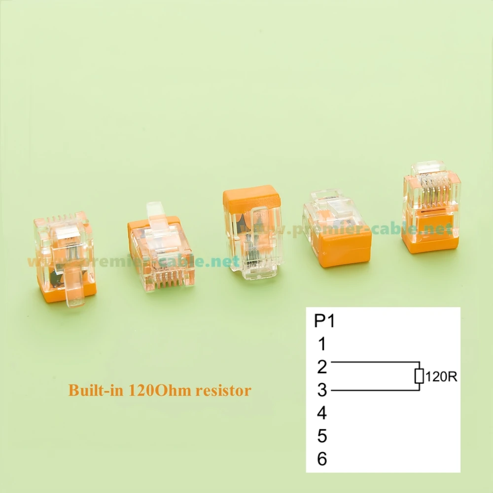 10 個 RJ12 6P6C 終端抵抗器 120 オーム RJ12 モジュラー電話プラグターミネーター RS485 Modbus CAN バス通信用