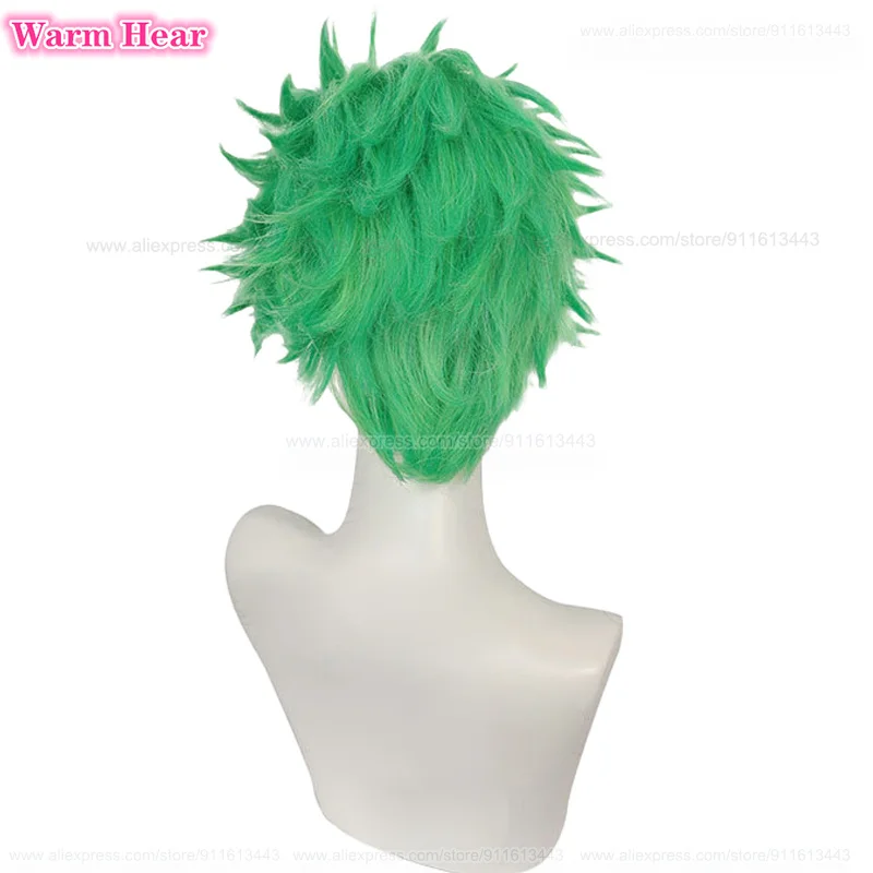 In Stock Anime Cosplay Roronoa Zoro Cosplay Wig Men Green Roronoa Zoro Wig Heat Resistant Synthetic Hair Zoro Role Play Wigs