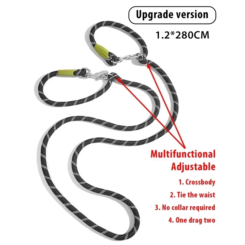 Reflective Nylon Leashes Pet Dogs Chain Traction Rope Leads for Running Free Hands Rope Chain for Small Large Dogs