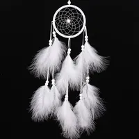 55cm White Dream Catcher Net with Feathers Handmade Wall Hanging Car Ornament Craft Home Decoration Decor Wind Chimes Dropship