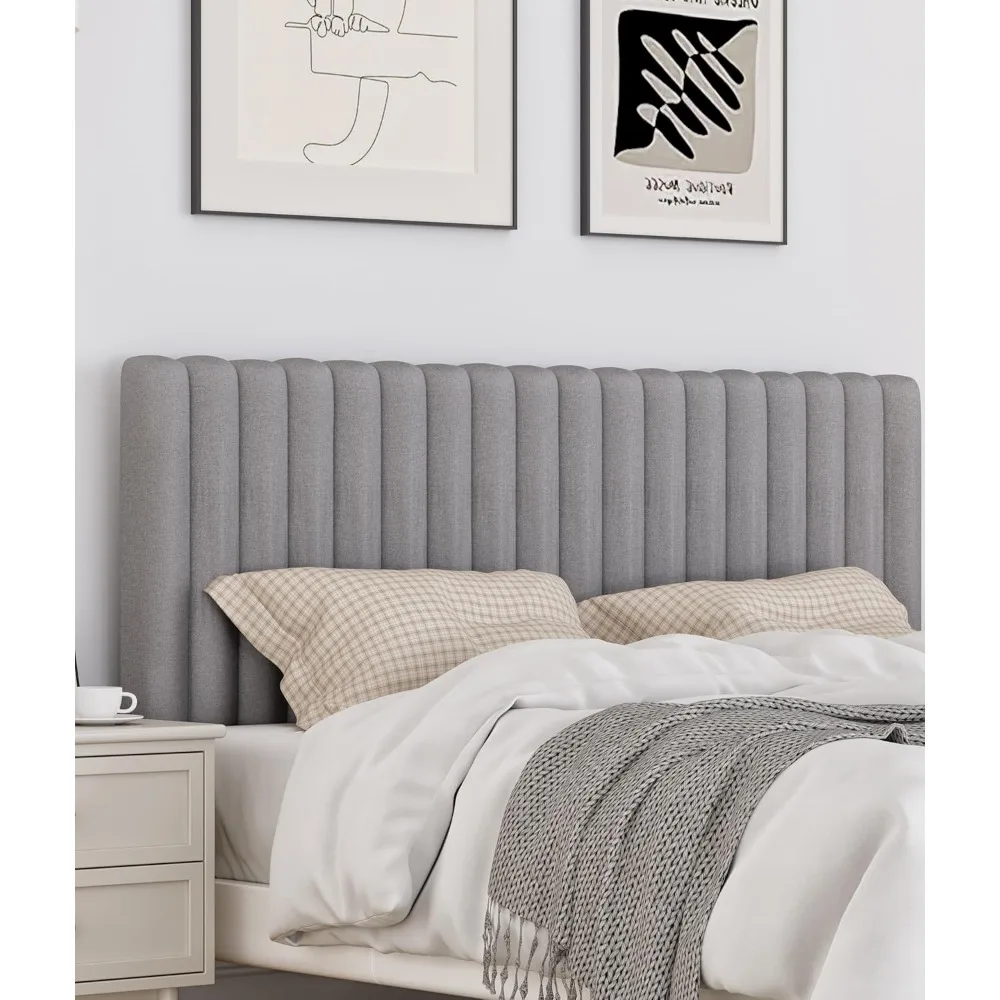 

Upholstered Headboard for Queen Size, Adjustable Height Channel Tufted Headboard with Sturdy Wood Legs for Bedroom,