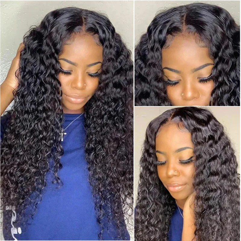 

Deep Wave 30 Inch 13x4 Lace Frontal Wig Curly Water Wave Human Hair 200% Density Lace Front Brazilian Wigs For Women Preplucked