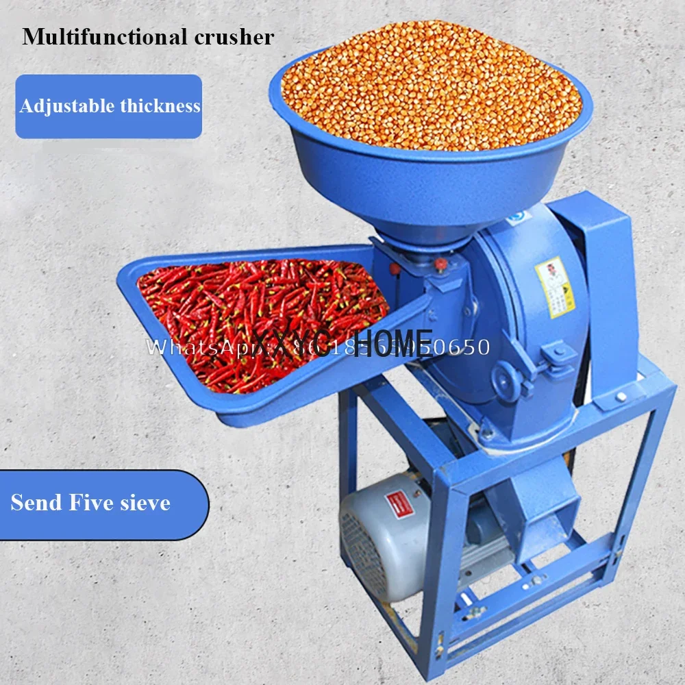 High Power Electric Grinding Machine Grinder Grain Spice Corn Crusher Commercial Household Wet and Dry Food Mill Powder Flour