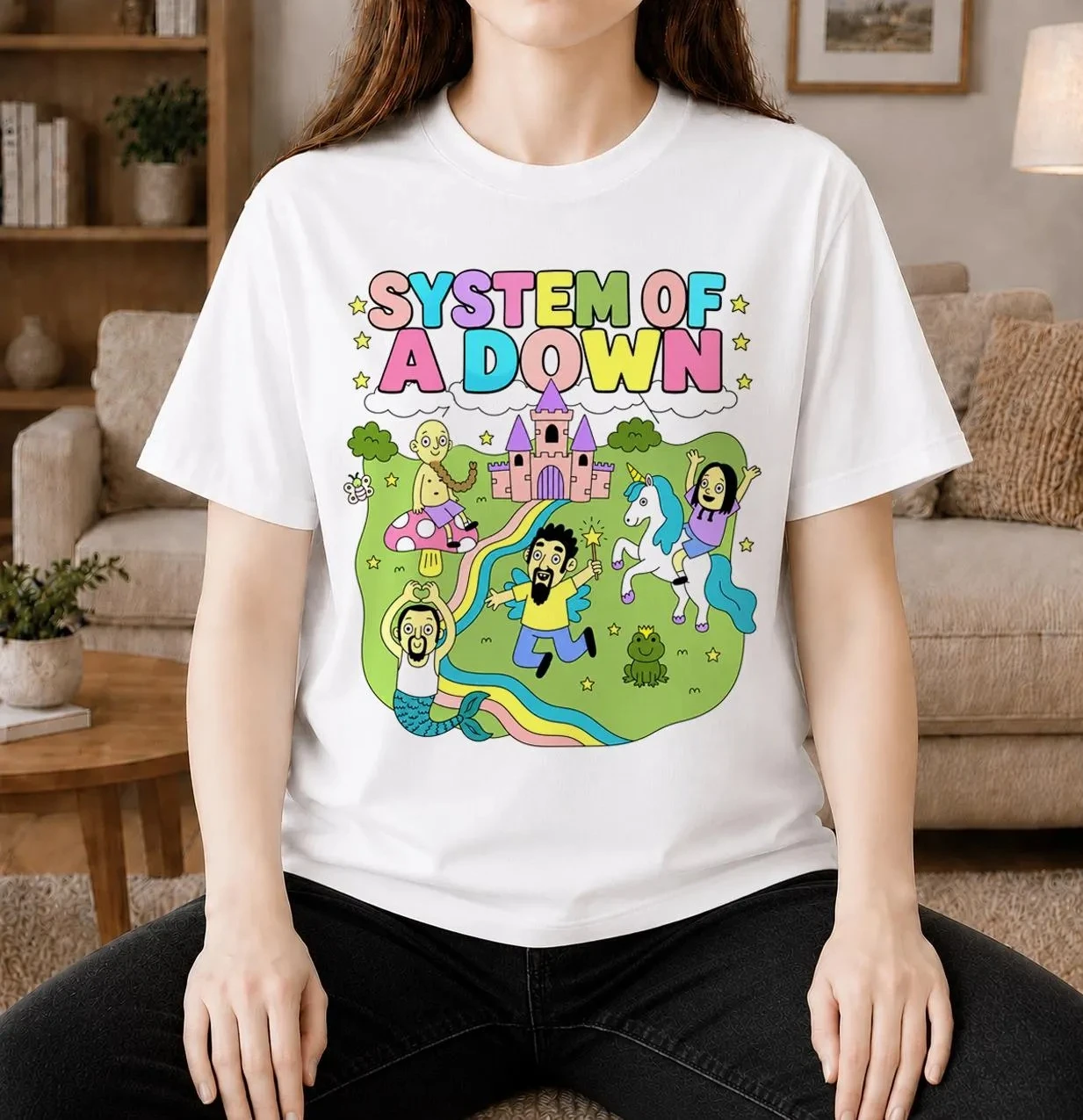 Vintage SOAD System Of A Down 2026 Europe Tour Double Sided T-shirt Retro Earth Print Y2K Oversized Rock Band Tee Streetwear Top