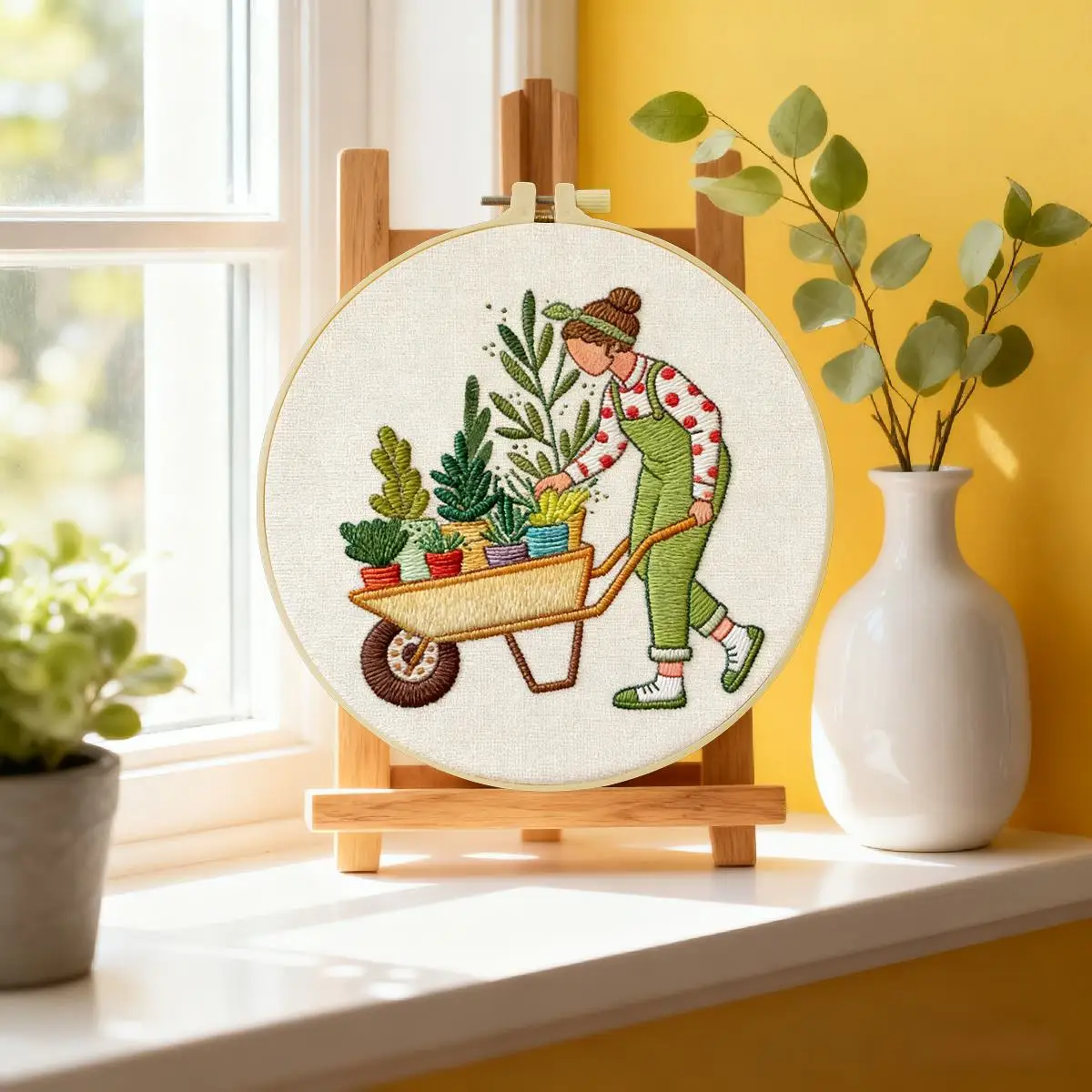 1 Stück 20X20CM/15X15CM 7,87/6,3 Zoll Garten-Stickerei-Starter-Kit DIY-Kit DIY-Stickerei-Set Handarbeits-Set für Anfänger – Detail 1