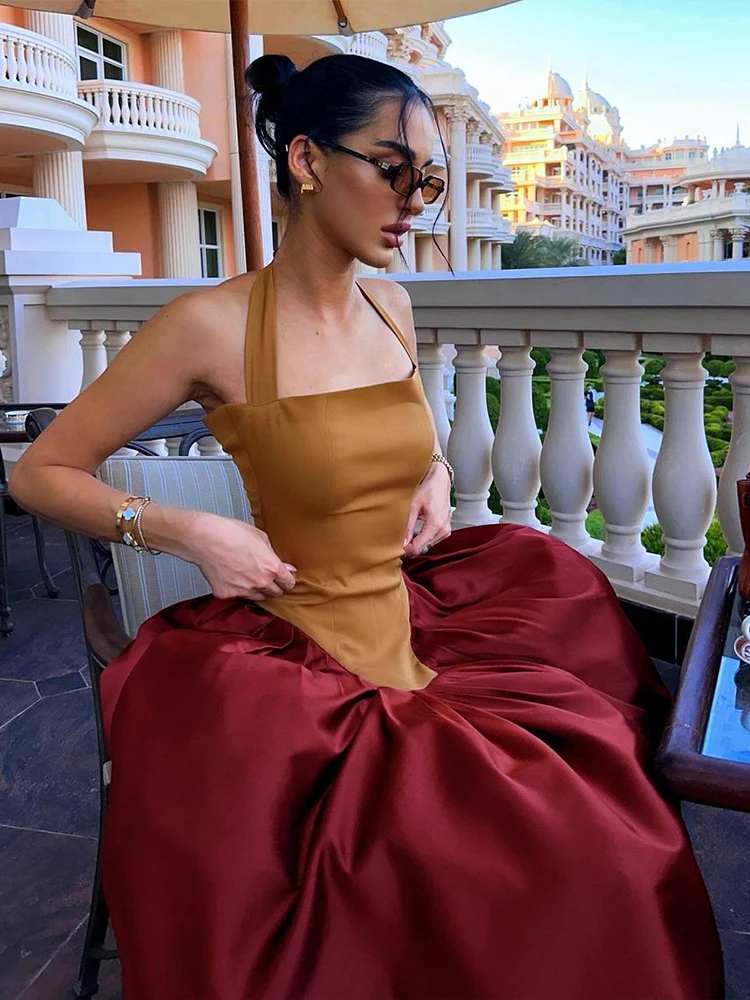 غريب دفع ريترو المحكمة Sle اللون بلو ني معلقة الدكتور المرأة التخسيس الخصر ألف خط تنورة طويلة الدكتور الفرنسية Sle عالية الخصر #2