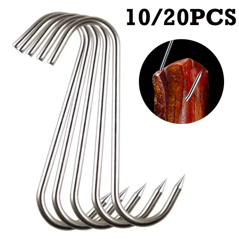 Popular Sharp Tip S Shaped Hooks, Stainless Steel Hanging Hooks for Meat, Utensils, Kitchen Baking and Butcher Shop Use