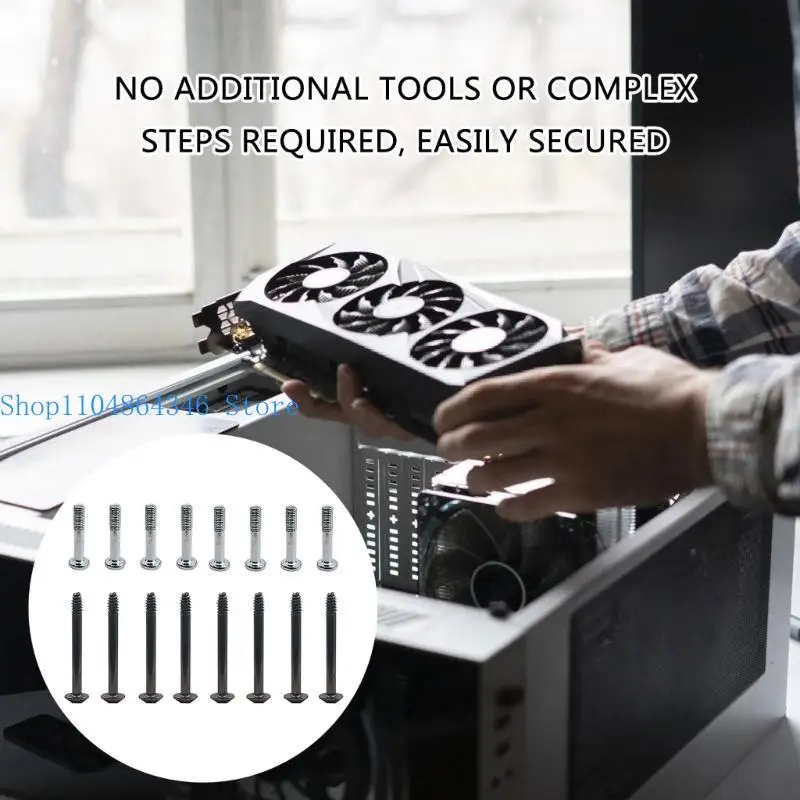 

5asd 8Pcs Computer Case Fan Part Desktop Computer Power Supply Fan Long Screw Black