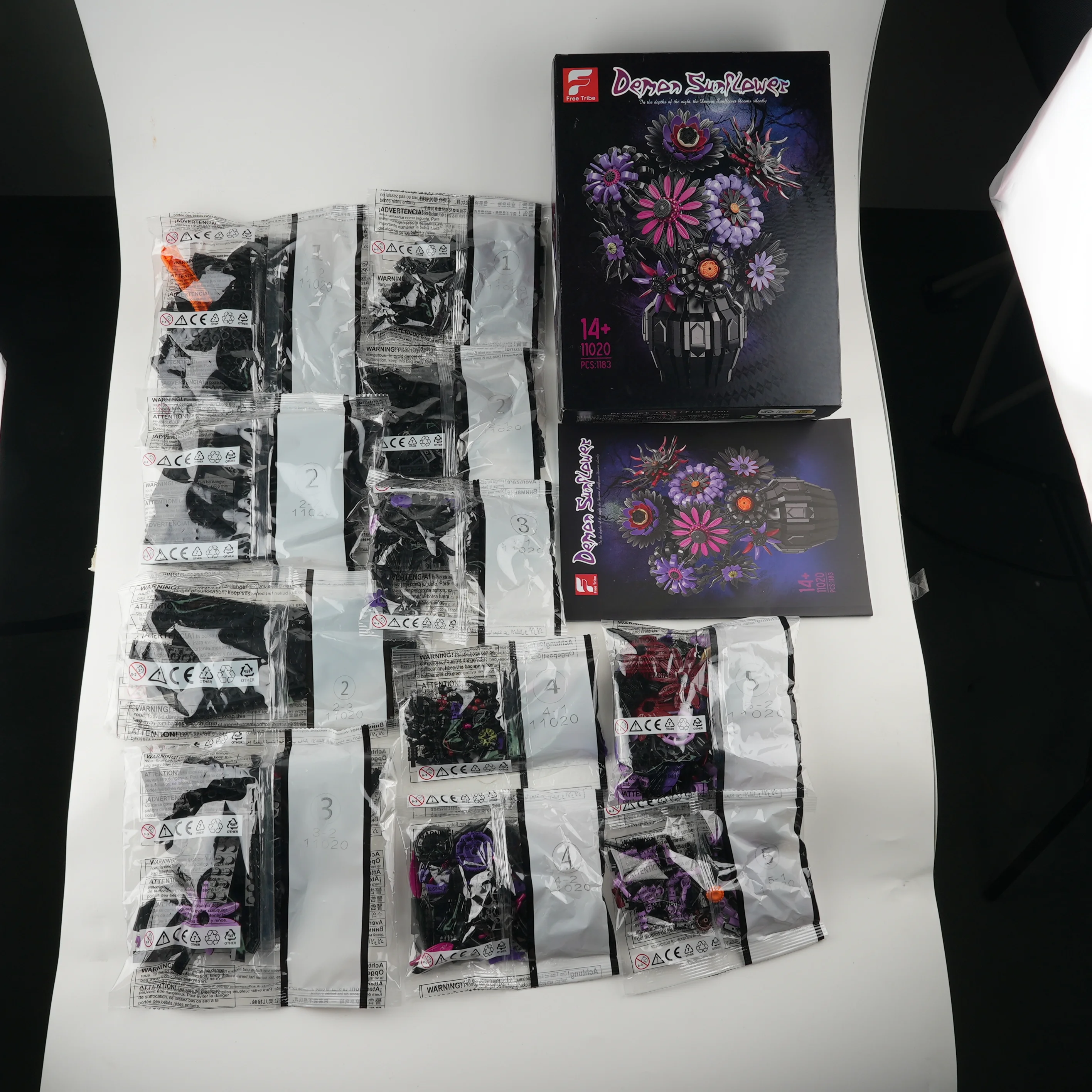 

1183 шт. бессмертные цветы с вазой, строительные блоки, растения, цветы, фиолетовый подсолнух, сборка, настольные украшения, подарки для девочек