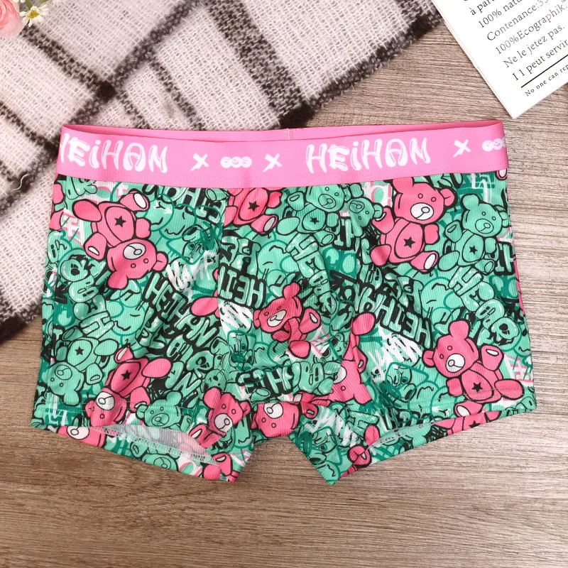 Mannen Cartoon Convex Zakje Slipje Ondergoed Zomer Ijs Zijde Ademende Boxershort Mid Taille Grote Broek Jeugd Nieuwe Onderbroek