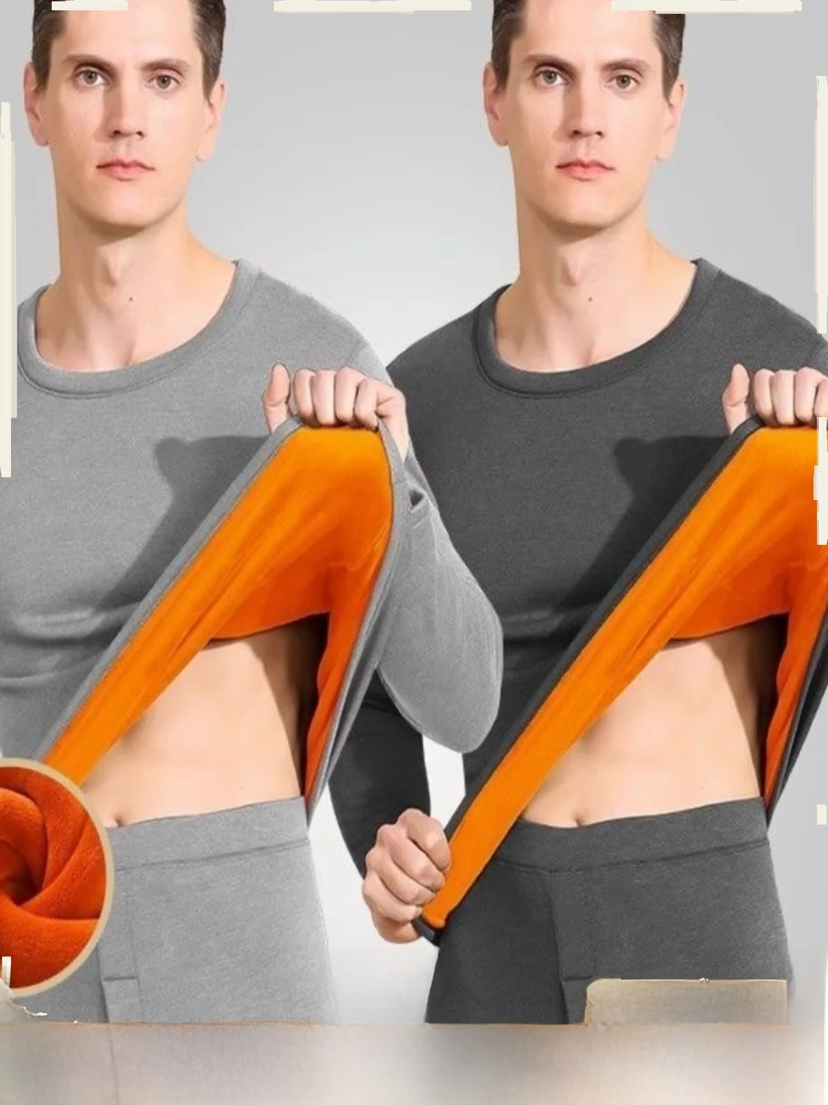 

Men's Fce Lined Thi Warm Underwear Set Couple's Cold Proof Ultra-Thi Long Sve Autumn Winter Long Pants T-irt