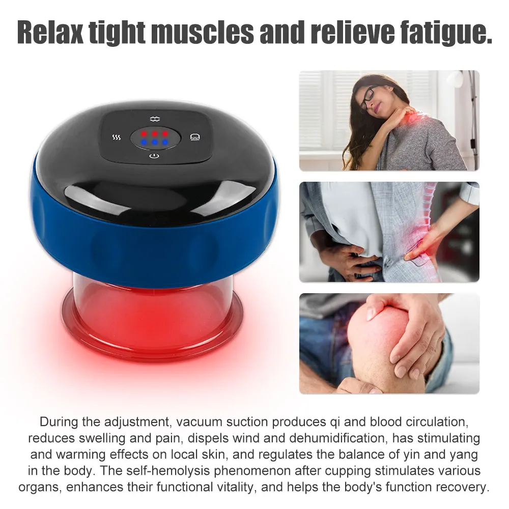 Electric Cupping Therapy Machine Cupping Massager Vibration Function Muscle Stimulator Guasha Massage Points Vacuum Suction Cups