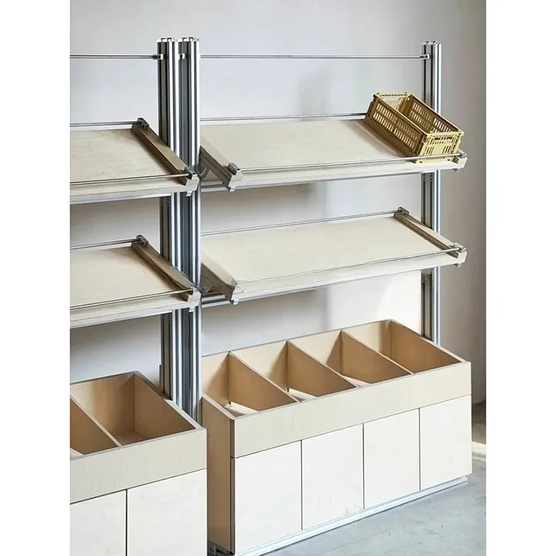 Industrial wind aluminum profile marine panel multi-layer floor movable swing rack storage rack adjustable display rack