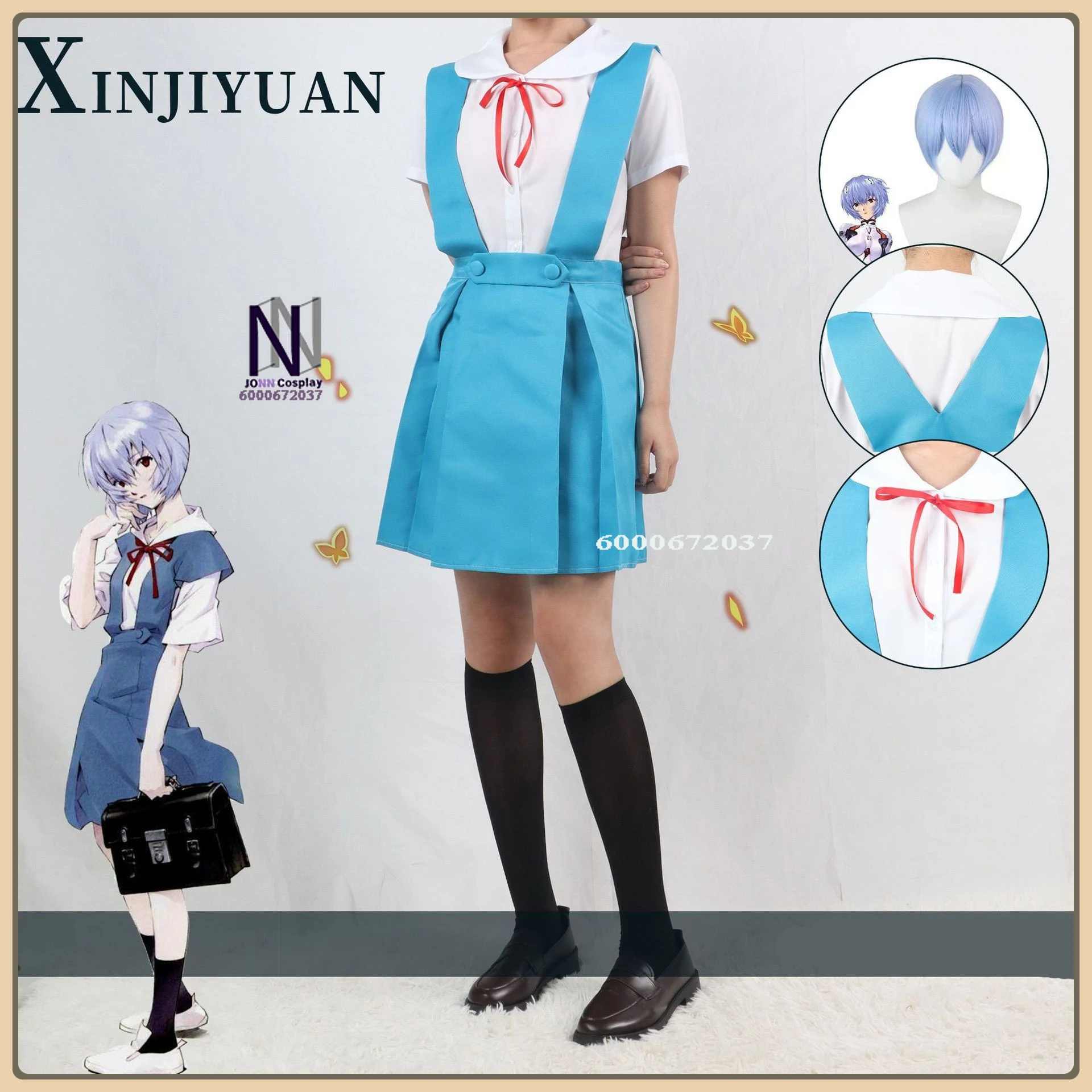 

Hot Asuka Langley Soryu Role Playing Costume Fashion Blue JK Uniform Dress Full Set Cosplay Costume (FemaleTeen) Halloween Party