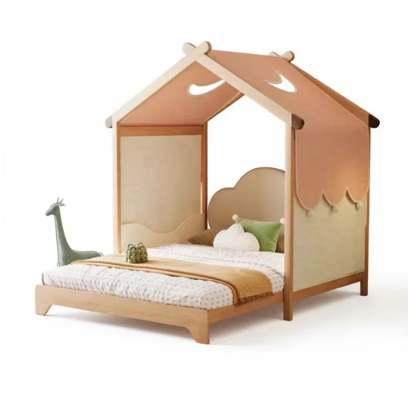 Modern Design Full Wooden House Bed for Boys & Girls Dismountable Tent Bedroom Furniture for School Hotel Apartment Farmhouse