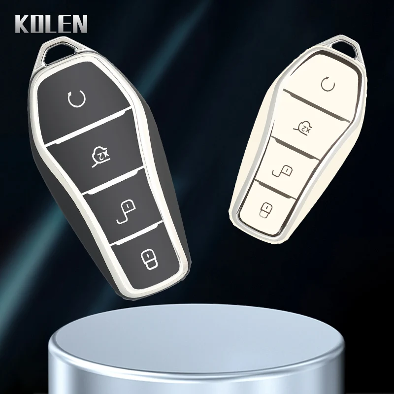 Moda TPU Car Remote Key Case Cover, Fob Bag Acessórios, 4 Botões Protegido Titular, BYD Qin Plusdmi, 3 Han EV Dolphin