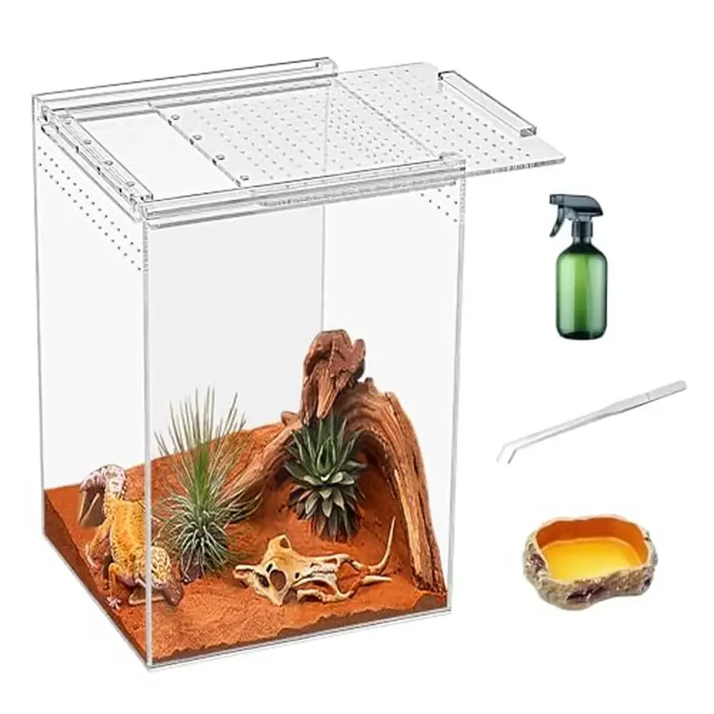 

Reptile Terrarium Kit 8x8x12 Magnetic Acrylic Enclosure Snake Tarantula Hermit Crab Gecko Scorpions Corn Snakes Jumping Spider