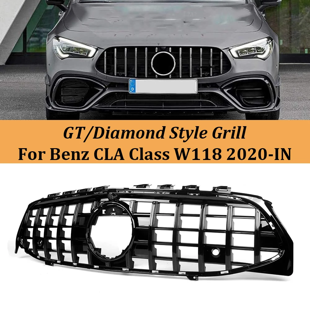 

Для Mercedes-Benz CLA Class W118 2020-IN глянцевый GT/алмазный стиль автомобильные передние решетки рамка накладка черный/серебристый автоаксессуары