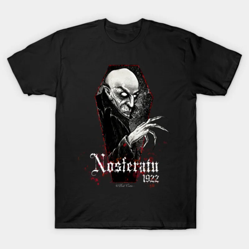 

80s Gothic Horror movie Nosferatu 1922 Vampire Scary Halloween Gift T shirt Large size Tops 100% cotton printed Clothes