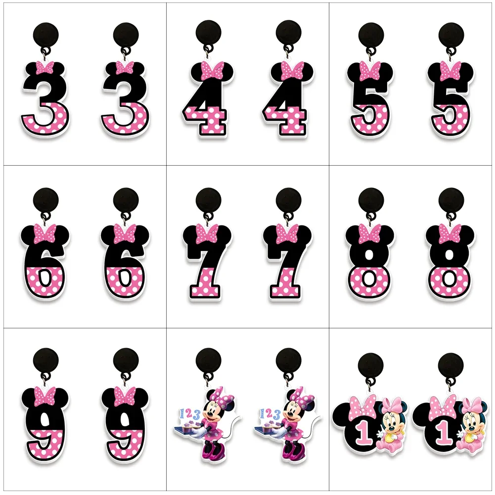 Disney Minnie Pink Theme Stud Earring Cute Design Earrings Women Girl Kids Birthday Xmas Party Gift Jewelry Accessorie