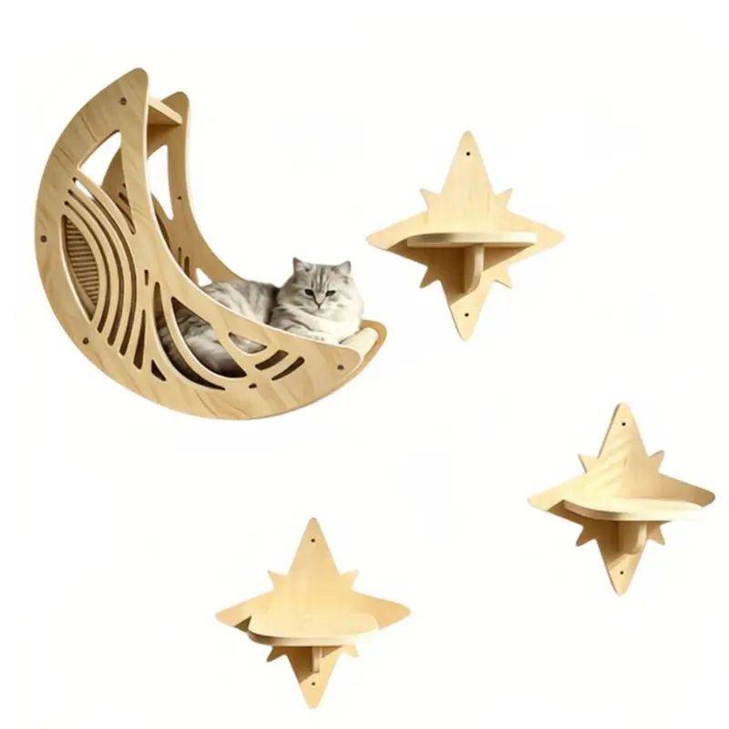 A21Q -Multi-Cat Climbing Shelves, Indoor Cat Furniture And Hideaway House - Indoor Cat Furniture Playground