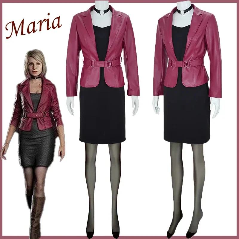 

ABC123CosplayGame Silent Hil Maria Cosplay Costume Red Jacket Dress Outfit Suit Halloween Carnival Role Play U3'd,5;h.9/
