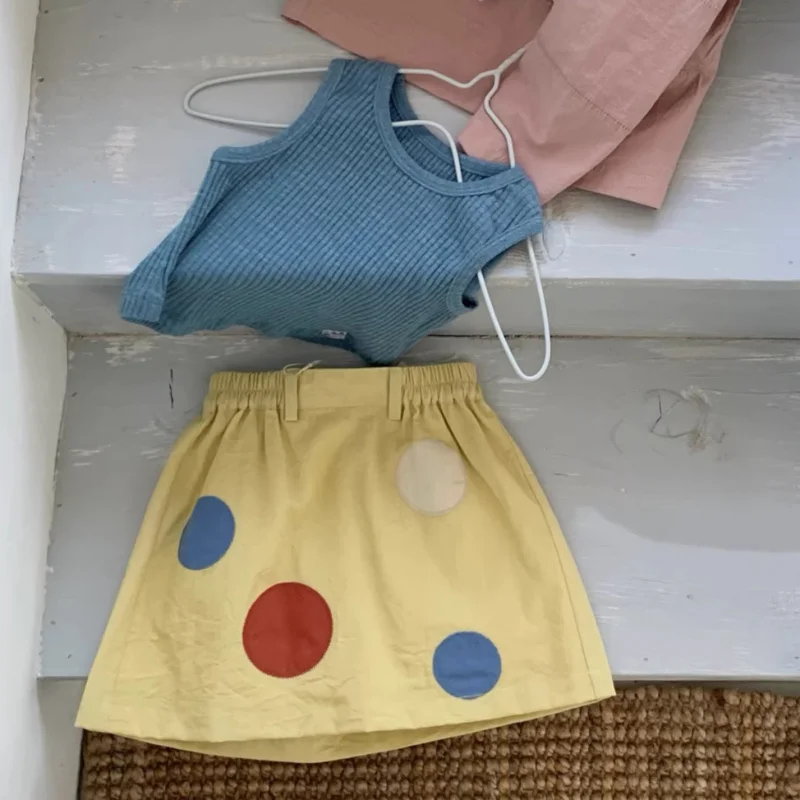 

Girls' Vest and Short Skirt Set2026Summer new style baby versatile sleeveless top dopamine color half skirt