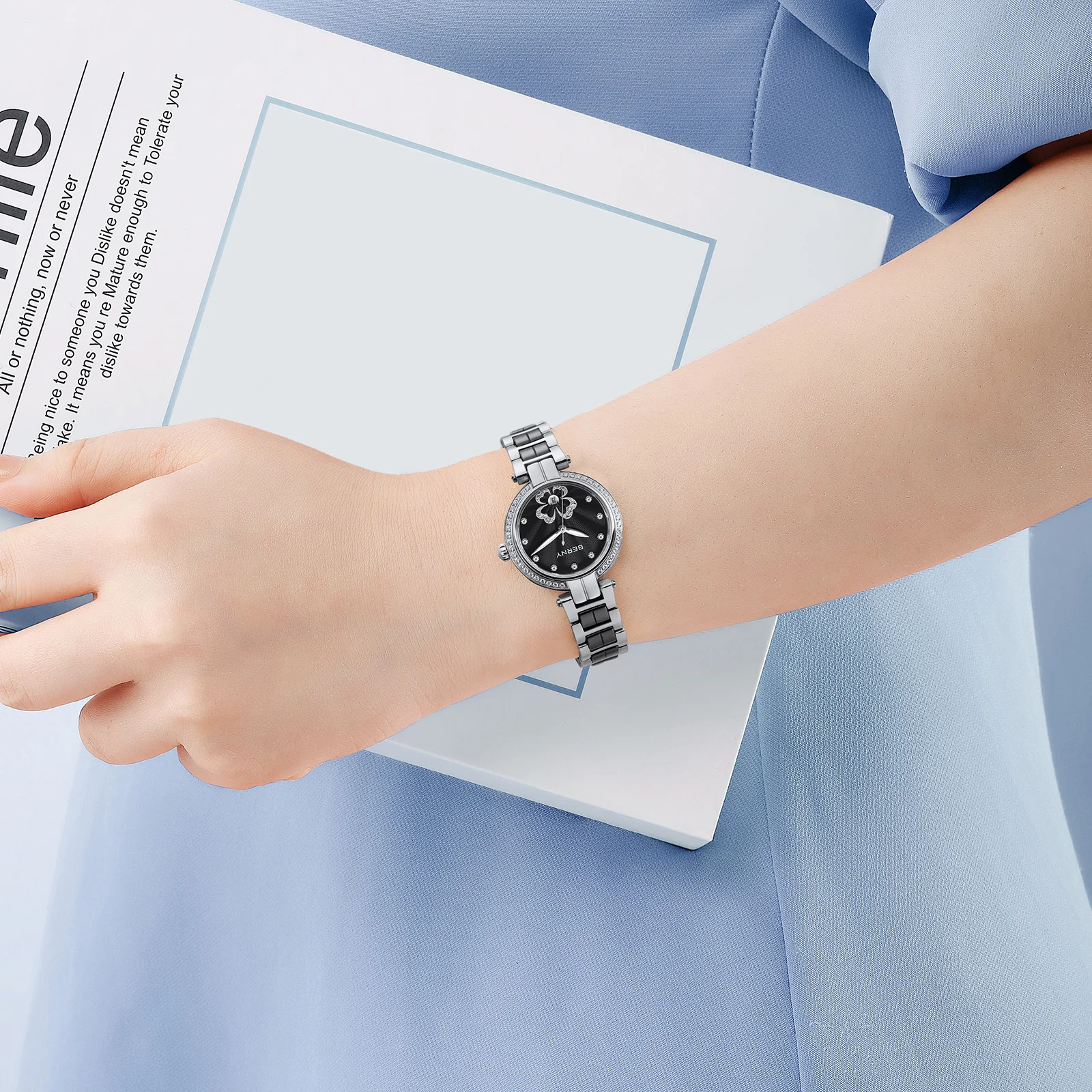 BERNY Women's Watch High Quality Casual Fashion Ceramics Quartz Women Watches Elegant Luxury Wristwatch For Ladies