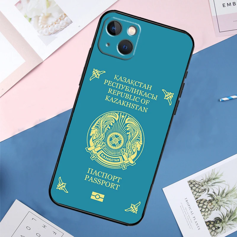 Kazakhstan Flag Soft Case For iPhone 14 13 11 12 15 16 Pro Max Mini X XR XS Max Plus Full Cover