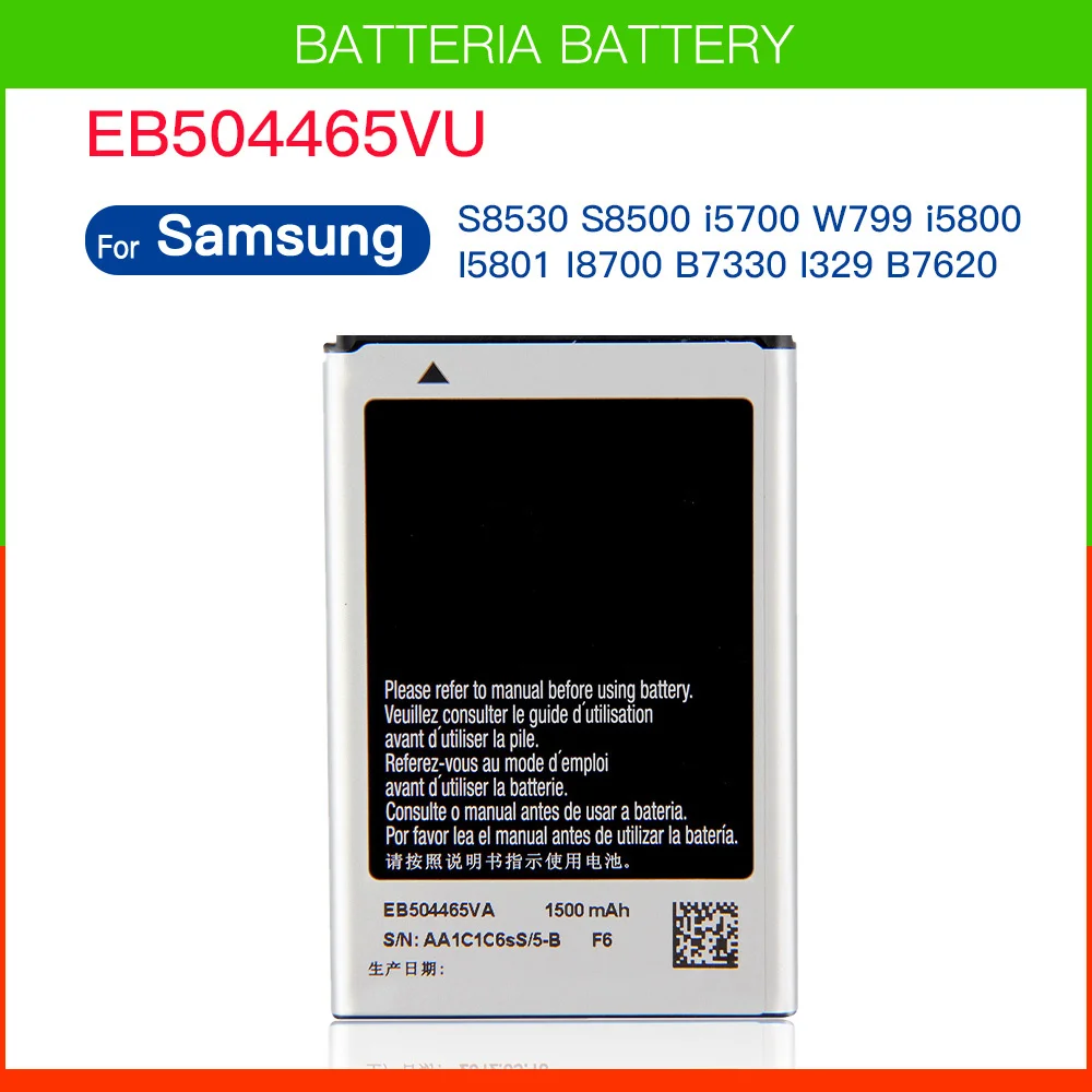 EB504465VA EB504465VU Battery For SAMSUNG SCH-W799 W609 i8910U i6410 i5700 i5800 i5801 i8320 i8700 GT-S8500 S8530 B6520 B7300C