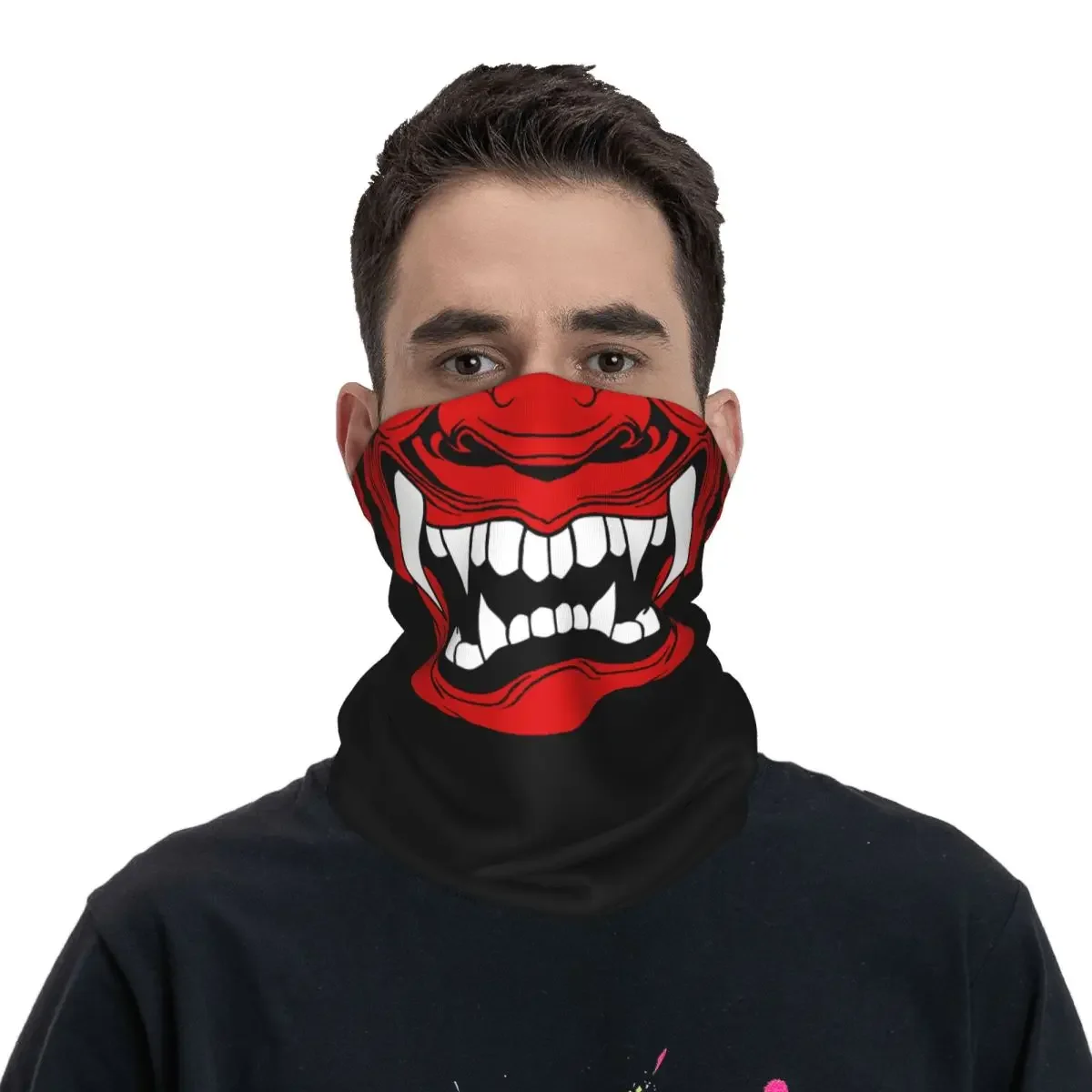 Samurai Oni Fangs Bandana Neck Cover Printed Balaclavas Wrap Scarf Warm Headband Riding Unisex Adult Windproof