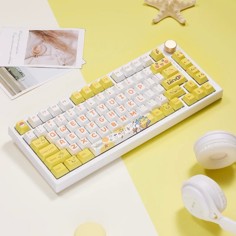 

New Electric Cartoon Theme Keycap 126 Key Cherry Pbt Thermal Sublimation Mechanical Keyboard Yellow Anime Game Cute Keycap