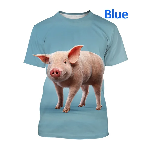 Nuova coppia di moda divertente animale stampa 3D t-shirt cartone animato maiale manica corta o-collo t-shirt